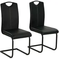 Syfax Chaises à manger cantilever lot de 2 noir similicuir