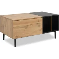 Syfax Table Basse LONA, Rectangulaire, Chêne Artisan et Noir, 100 x 46,5 x 55 cm, Avec Niches de Rangement