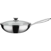 GSW Wok professionnel - - 32 cm - Induction - Acier inoxydable massif