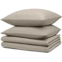 Blumtal literie 2x 135x200cm + 2x taies d'oreiller 80x80cm - Microfibre Bed Sheets 135x200cm - 4 paires de draps taupe