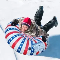 Gistuch Anneau de ski gonflable, tube de luge en PVC, tuyau à neige épaissi, hiver avec poignée