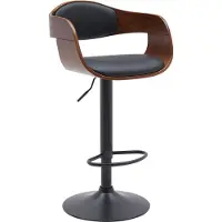 BellaFurn Tabouret de bar réglable - tabouret haut - assise pivotante à 360°, confort d'une chaise en bois | Couleur : noyer/noir | Matériau : similicuir