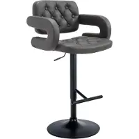 BellaFurn Tabouret de bar design en similicuir - confort réglable et stable | Couleur : gris | Couleur de base : noir