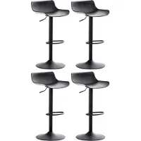 BellaFurn set de 4 tabourets de bar - Tabouret de bar - réglable en hauteur, pivotant à 360° | Couleur : noir