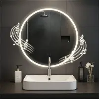 BellaFurn Miroir de salle de bain rond - miroir mural - haut-parleur Bluetooth et anti-condensation, éclairage LED variable