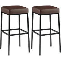 BellaFurn ensemble de 2 tabourets de bar - barres en similicuir - confort sans dossier | Couleur de base : noir | Couleur : marron