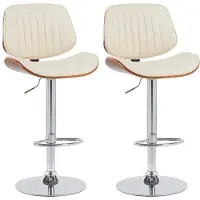 BellaFurn set de 2 tabourets de bar - chaises de salle à manger, similicuir de haute qualité, confort réglable | Couleur : noyer/crème | Couleur de base : chrome