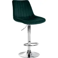 BellaFurn Chaise de bar moderne SAMT - velours, confort ergonomique, pivotant à 360° | Couleur : vert | Couleur de base : chrome