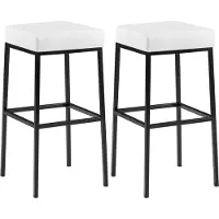 BellaFurn ensemble de 2 tabourets de bar - barres en similicuir - confort sans dossier | Couleur de base : noir | Couleur : blanc