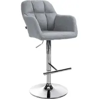 BellaFurn Tabouret de bar en tissu et métal chromé - confort d'assise accru - fonction de rotation à 360