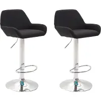 BellaFurn Set de 2 tabourets de bar réglables - Tabouret de bar - dossier confortable et repose-pieds | Couleur : noir | Couleur de base : chrome