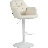 BellaFurn Tabouret de bar en similicuir crème - Tabouret - Réglable en hauteur - Confort et design élégant