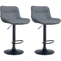 BellaFurn lot de 2 tabourets de bar - Tabouret - Confort ergonomique, hauteur réglable | Couleur : gris | Couleur de base : noir