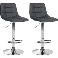 BellaFurn set de 2 tabourets de bar - tabouret de cuisine en similicuir - réglable en hauteur et confortable | Couleur : gris | Couleur de base : chrome