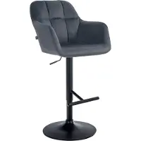 BellaFurn Tabouret de bar en velours gris foncé, tabouret haut, réglable en hauteur et confortable, idéal pour différentes hauteurs de bar