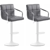 BellaFurn set de 2 tabourets de bar -Tabouret de bar -rotation 360°, confortable et facile d'entretien -similicuir | Couleur : gris | Couleur de base : blanc