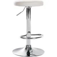 BellaFurn Tabouret de bar en similicuir - Siège de bar stylé - Réglable en hauteur & fonction rotation 360° | Couleur : blanc | Couleur de base : chrome