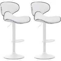 BellaFurn set de 2 tabourets de bar - Tabouret haut - Position assise confortable, similicuir | Couleur : blanc | Couleur de base : blanc