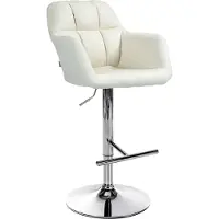 BellaFurn Tabouret de bar en tissu - tabouret - hauteur réglable, pivotant à 360° | Couleur : crème | Matériau base : métal aspect chrome