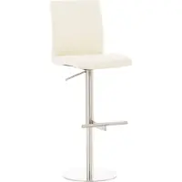 BellaFurn Tabouret de bar réglable - Tabouret - Assise confortable avec repose-pieds, design pivotant à 360° | Couleur de base : inox | Couleur : crème