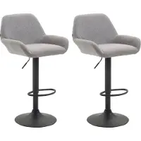 BellaFurn Set de 2 tabourets de bar réglables - Tabouret de bar - dossier confortable et repose-pieds | Couleur : gris | Couleur de base : noir