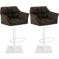 BellaFurn Set de 2 tabourets de bar réglables - tabouret haut - confort d'assise supplémentaire | Couleur de base : blanc | Couleur : marron