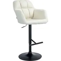 BellaFurn Tabouret de bar en tissu - tabouret - réglable en hauteur, pivotant à 360° | Couleur : crème | Matériau châssis : métal noir mat