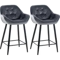 BellaFurn Samt Barhocker 2er Set - Tabouret de bar - grand confort d'assise et design élégant | Couleur : gris foncé