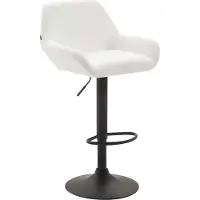 BellaFurn Tabouret de bar en similicuir - tabouret - assise pivotante à 360°, hauteur réglable | couleur : blanc | couleur de base : noir
