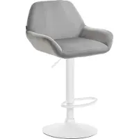 BellaFurn Tabouret de bar moderne en velours - Tabouret en velours - Hauteur d'assise élevée & pivotant à 360° | Couleur : gris | Couleur de base : blanc