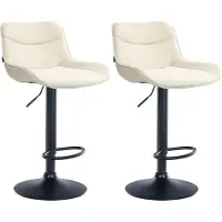 BellaFurn set de 2 tabourets de bar réglables - tabouret de bar en tissu - expérience d'assise confortable | Couleur : crème | Couleur de base : noir