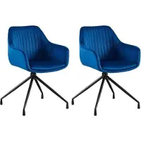 BellaFurn set de 2 chaises de salle à manger - chaises seau - confort d'assise t fonction pivotante | Couleur : bleu foncé | Matériau : souple