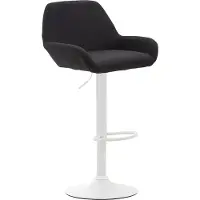 BellaFurn Tabouret de bar en tissu - Tabouret d'assise - Dossier laqué - Réglable en hauteur | Couleur : noir | Couleur de base : blanc