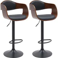 BellaFurn ensemble de 2 tabourets de bar - hauteur de la coque en bois - pivotant et réglable à 360° | Couleur : noyer/noir | Matière : Similicuir
