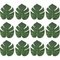Gistuch 12 pièces de feuilles de palmier tropicales artificielles, simulation verte, accessoires pour guirlandes DIY (12 pièces)