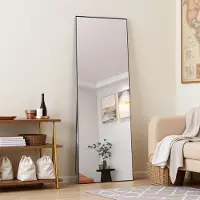 ProximaX Miroir de maquillage rectangulaire en verre trempé, cadre en aluminium noir, 165 x 60 cm, design moderne élégant pour chambre ou salle de bain