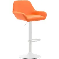 BellaFurn Tabouret de bar en similicuir - tabouret - assise pivotante à 360°, hauteur réglable | couleur : orange | couleur de base : blanc