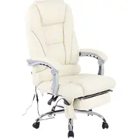 BellaFurn Fauteuil de massage ergonomique - chaise de bureau de luxe - avec fonction massage et repose-pieds réglable | Couleur : crème