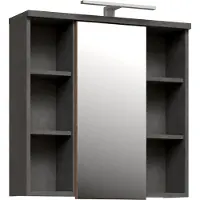 Freiraum Badezimmerspiegelschrank >Veris< LED-Beleuchtung, Spiegel, Betonoptik grau - 68,6x68,1x20cm (B/H/T)