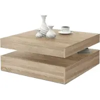 Freiraum Table basse plateau rotatif - Carré - Chene - 78 x 78 x 36 cm - COFFEE