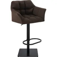 BellaFurn Tabouret de bar rembourré en tissu - chaise de cuisine - hauteur réglable, base en acier inoxydable | Couleur : brun | Couleur de base : noir