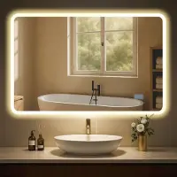BellaFurn Miroir de salle de bain LED - miroir mural - fonction anti-condensation, éclairage optimal, 70x100 cm