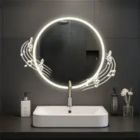 BellaFurn Miroir de salle de bain rond - miroir mural - Bluetooth, éclairage LED et fonction anti-condensation