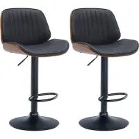 BellaFurn ensemble de 2 tabourets de bar - tabouret en similicuir, hauteur réglable, design intemporel | Couleur : noyer/noir
