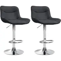 BellaFurn set de 2 tabourets de bar - Tabouret - Confort ergonomique, hauteur réglable | Couleur : noir | Couleur de base : chrome