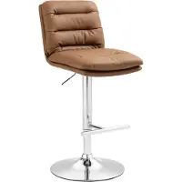 BellaFurn Tabouret de bar - Chaise en similicuir - Grand confort d'assise, design élégant, fonction de rotation à 360 degrés | Couleur : marron clair | Couleur de base : chrome