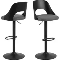 Freiraum Barhocker >Lucy< (2er-Set) in Grau, Polyester, Stahl - 47x113x50,5cm (BxHxT)