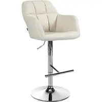 BellaFurn Tabouret de bar réglable en similicuir - Tabouret de bar - Confort maximal, rotation 360° | Couleur : crème | Matériau base : métal aspect chrome