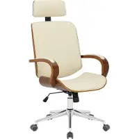 BellaFurn Chaise de bureau ergonomique - Siège - Confort réglable, convient pour le bureau et la maison | Couleur : Noyer/Crème