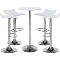BellaFurn Ensemble table de bar ronde - tabourets de bar réglables en hauteur - similicuir facile d'entretien | Couleur : blanc